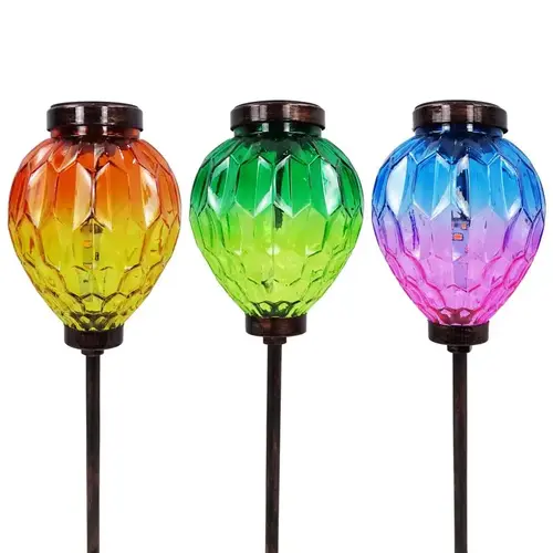 Solar Garden Stake Multicolored Acrylic/Glass/Metal 15" H Multicolored - pack of 6 Solar Garden Stake Multicolored Acrylic/Glass/Metal 15" H Multicolored - pack of 6
