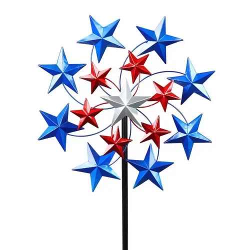 Outdoor Garden Stake Multicolored Metal 82" H Star Spangled Spinner Multicolored Outdoor Garden Stake Multicolored Metal 82" H Star Spangled Spinner Multicolored