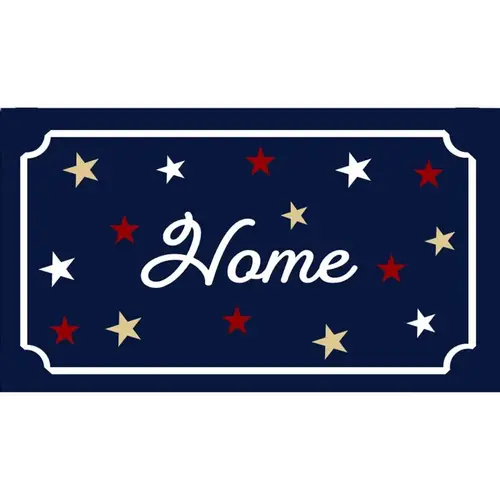 Door Mat Americana 18" W X 28" L Multi-Color Home with Stars Coir Multi-Color
