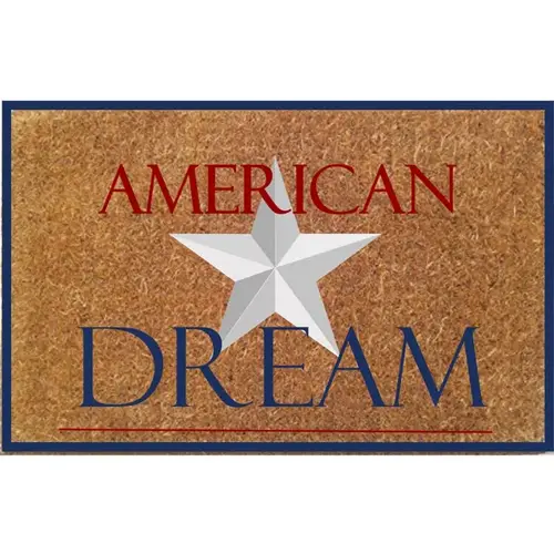 Door Mat Americana 18" W X 28" L Multi-Color American Dream with Star Coir Multi-Color