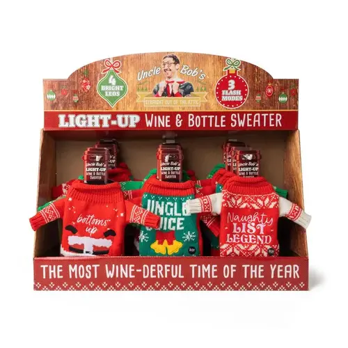 Wine & Bottle Sweater Light-Up Assorted Wine & Bottle Sweater Light-Up Assorted