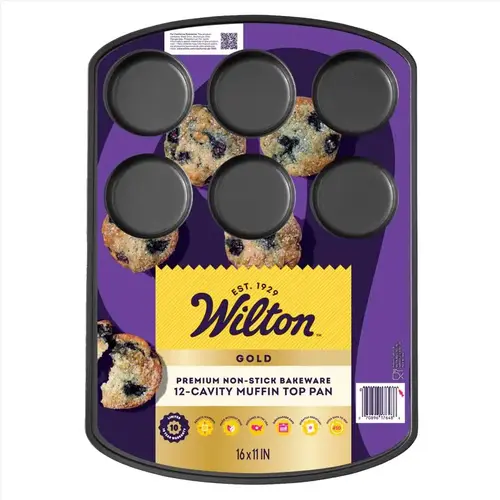 Muffin Pan Gold 11" W X 16" L 12 Cavity Muffin Top Black Black Muffin Pan Gold 11" W X 16" L 12 Cavity Muffin Top Black Black
