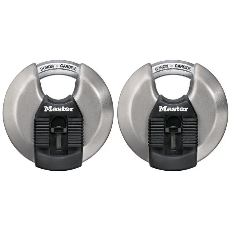 Master Lock Disk Padlock 3-1/8 W Stainless Steel 4-Pin Cylinder Black/Gray M50XTCCSEN