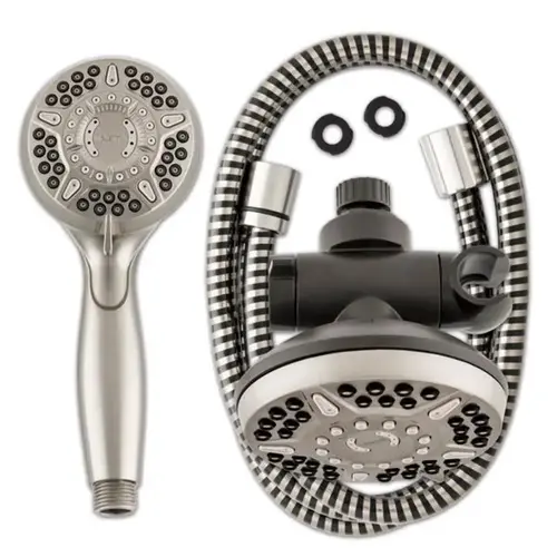 PowerPulse Massage Dual Shower System 6+6-Spray 1.8 GPM Combo Handheld Shower & Rainfall Showerhead, Brushed Nickel