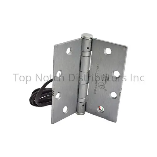 4-1/2" x 4-1/2" Electric 4 Wire Hinge with 18GA and 26GA Heavy Gauge Wires BB1279 Steel Base US26D Satin Chrome Finish