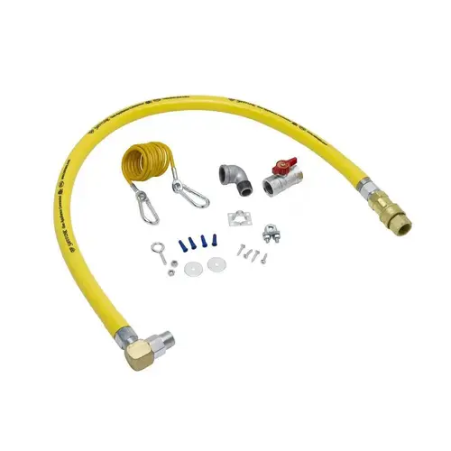T&S Brass And Bronze Gas Hose 3/4"Npt X 48" Long Elbow/Gas Ball Valve/Cable Kit T&S Brass And Bronze Gas Hose 3/4"Npt X 48" Long Elbow/Gas Ball Valve/Cable Kit