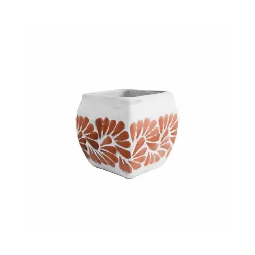 5 In. Bubble Square Plumeado White Clay Planter