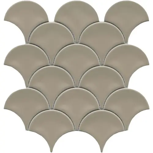Emser Tile Reward Series Porcelain Mosaic Tile, 11 in L Tile, 10 in W Tile, Pressed Edge, Fan Pattern - pack of 10