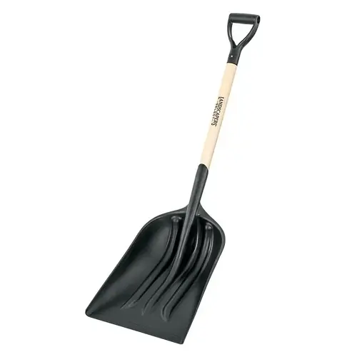 Landscapers Select Scoop Shovel, 13.386 in W Blade, 23.62 in L Blade, 3.7 mm, Poly Blade, Wood Handle