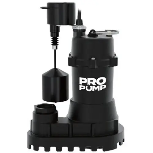 PROPUMP Sump Pump, 1-Phase, 5.6 A, 115 V, 1/2 hp, 1-1/2 in Outlet, 30 ft Max Head, 4500 gph, Cast Iron PROPUMP Sump Pump, 1-Phase, 5.6 A, 115 V, 1/2 hp, 1-1/2 in Outlet, 30 ft Max Head, 4500 gph, Cast Iron