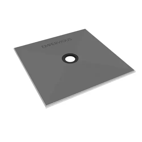 Emser Tile Empervious Series Shower Pan With Drain, 48 in L, 48 in W, 1 in H, Fiberglass/XPS Foam