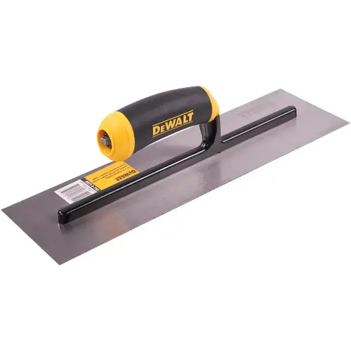 DEWALT Finishing Trowel, 14 in L Blade, 4 in W Blade, Carbon Steel Blade, Square End, Soft Grip Handle