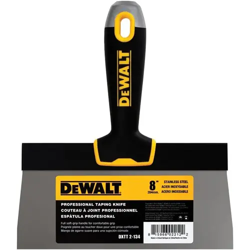 DEWALT Taping Knife, 8 in W Blade, Stainless Steel Blade, Precision Ground Blade, Ergonomic, Soft Grip Handle - pack of 4