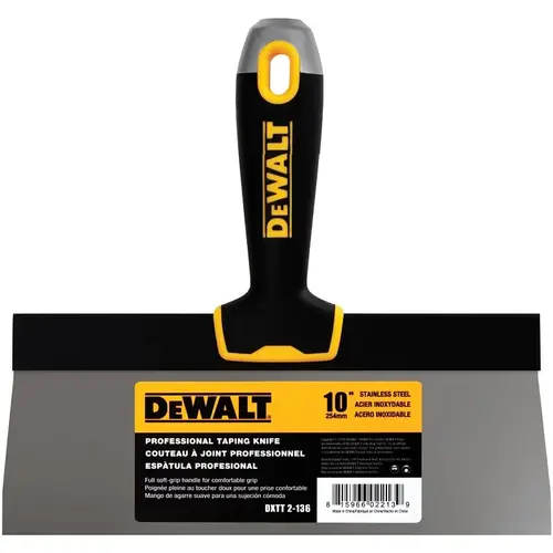 DEWALT Taping Knife, 10 in W Blade, Stainless Steel Blade, Precision Ground Blade, Nylon Handle