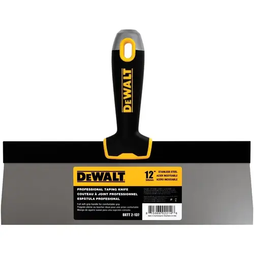 DEWALT Taping Knife, 12 in W Blade, Stainless Steel Blade, Precision Ground Blade, Nylon Handle - pack of 4