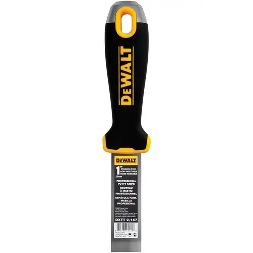 DEWALT Putty Knife, 1 in W Blade, Stainless Steel Blade, Precision Ground Blade, Ergonomic, Soft Grip Handle - pack of 4