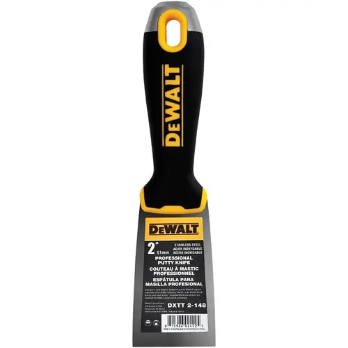 DEWALT Putty Knife, 2 in W Blade, Stainless Steel Blade, Precision Ground Blade, Ergonomic, Soft Grip Handle - pack of 4