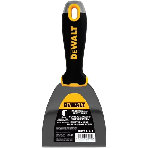 DEWALT Putty Knife, 4 in W Blade, Stainless Steel Blade, Precision Ground Blade, Ergonomic, Soft Grip Handle - pack of 4 DEWALT Putty Knife, 4 in W Blade, Stainless Steel Blade, Precision Ground Blade, Ergonomic, Soft Grip Handle - pack of 4