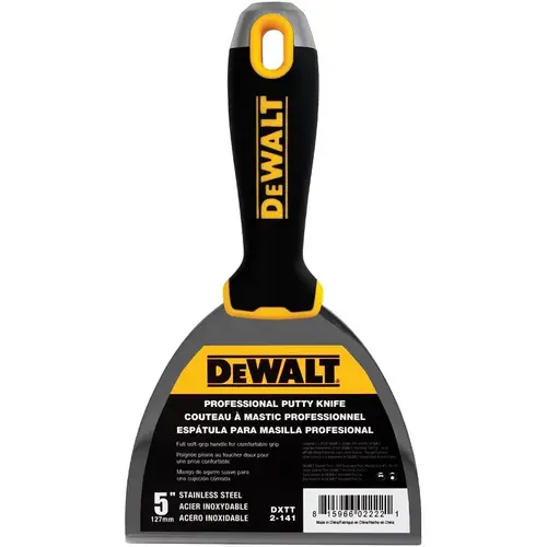 DEWALT DXTT-2-141 Putty Knife, 5 in W Blade, Stainless Steel Blade, Precision Ground Blade, Ergonomic, Soft Grip Handle - pack of 4 DEWALT DXTT-2-141 Putty Knife, 5 in W Blade, Stainless Steel Blade, Precision Ground Blade, Ergonomic, Soft Grip Handle - pack of 4