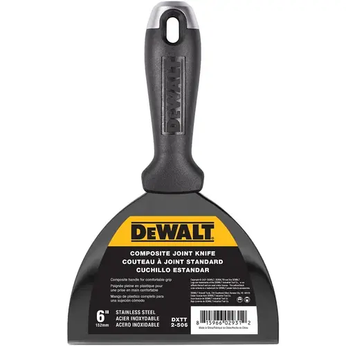DEWALT Joint Knife, 6 in W Blade, Stainless Steel Blade, Precision Ground Blade, Composite Handle - pack of 4