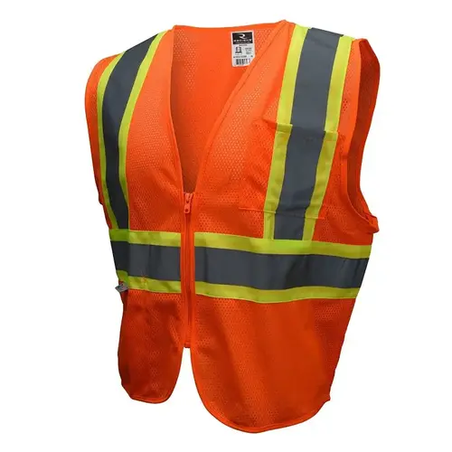 Radwear SV22-2ZOM-M Economy Safety Vest with Two-Tone Trim, M, Unisex, Fits to Chest Size: 25 in, Polyester, Zipper Radwear SV22-2ZOM-M Economy Safety Vest with Two-Tone Trim, M, Unisex, Fits to Chest Size: 25 in, Polyester, Zipper