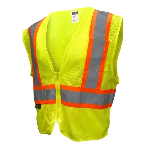 Radwear SV22-2ZGM-3X Economy Safety Vest with Two-Tone Trim, 3XL, Unisex, Fits to Chest Size: 32 in, Polyester, Zipper Radwear SV22-2ZGM-3X Economy Safety Vest with Two-Tone Trim, 3XL, Unisex, Fits to Chest Size: 32 in, Polyester, Zipper