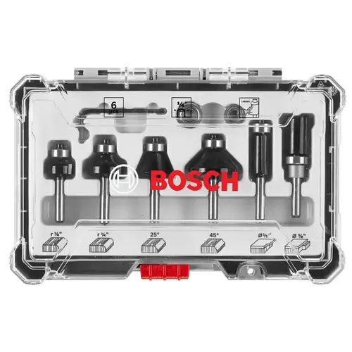 Bosch Router Bit Set, 6-Piece, Steel Bosch Router Bit Set, 6-Piece, Steel