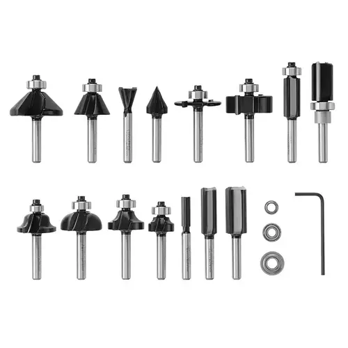 Bosch Router Bit Set, 1/4 in Dia Shank, Carbide Bosch Router Bit Set, 1/4 in Dia Shank, Carbide