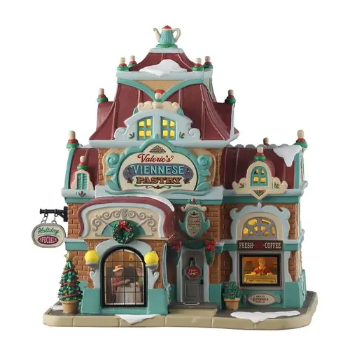 Lemax Christmas Decor, 8.66 in H, Valerie's Viennese Pastry, Porcelain, LED - pack of 4