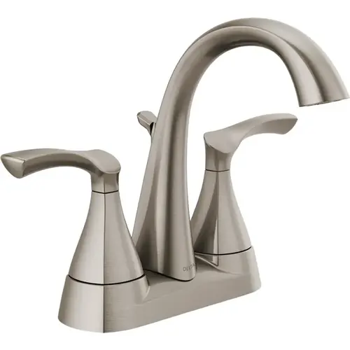 Delta SANDOVER Series Centerset Bathroom Faucet, Spotshield Brushed Nickel, 6-5/16 in Plate Size, 5-1/16 in