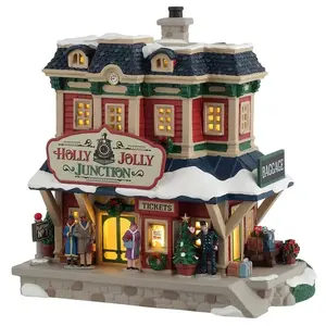 Lemax 45274 Lemax Christmas Decor, 8.07 in H, Holly Jolly Junction, Porcelain, LED