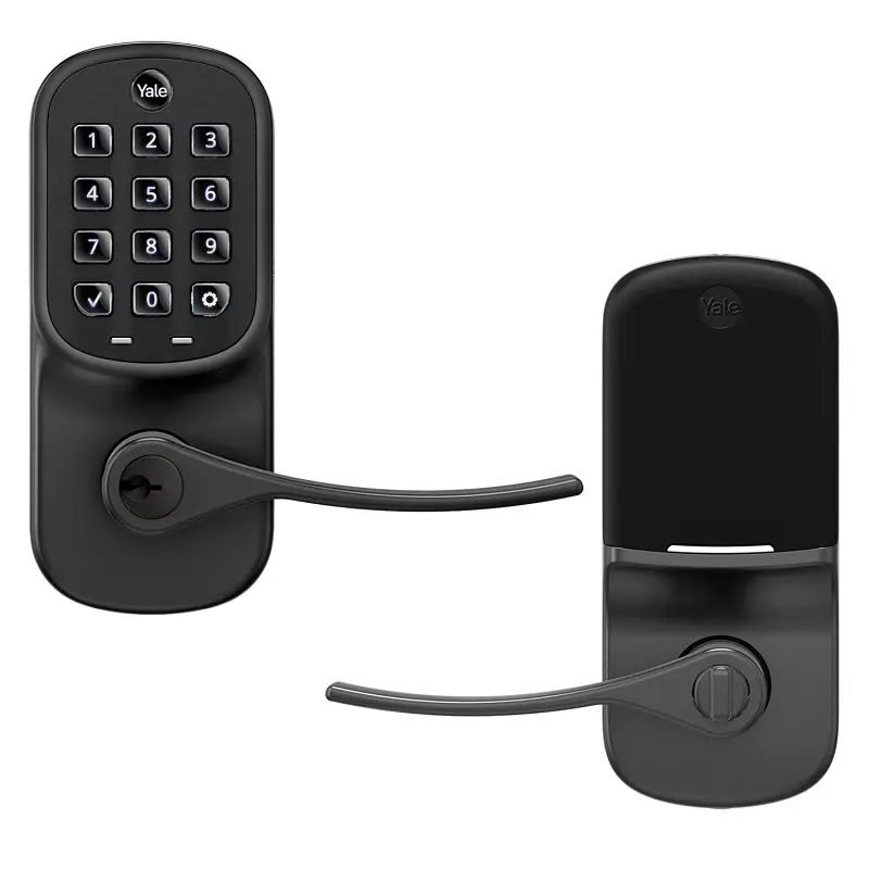 Yale Real Living Standalone Assure Lever Keypad Keyed Entry Lock with Kwikset Keyway Black Suede Powder Coat Finish YRL216NRBSP