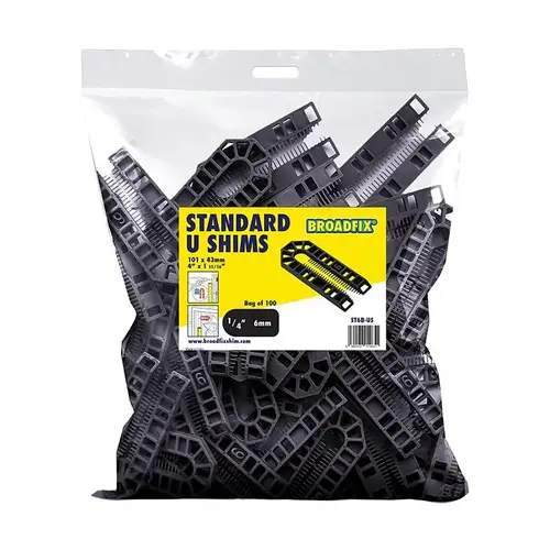 Broadfix U-Shim, 6 mm Thick, 43 mm W, 101 mm L, Polypropylene - pack of 100 Broadfix U-Shim, 6 mm Thick, 43 mm W, 101 mm L, Polypropylene - pack of 100