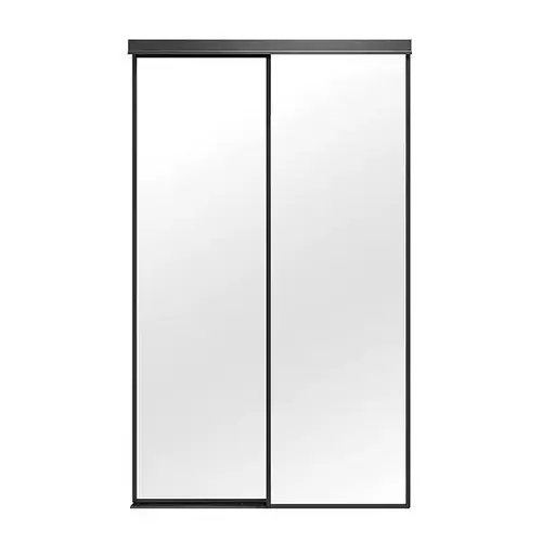 Renin 220 Series Mirror Bypass Door, Framed, Black, 72" X 80"