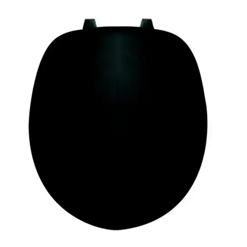 Plastic Toilet Seat, Round Bowl Features Closed Front And Cover Black Plastic Toilet Seat, Round Bowl Features Closed Front And Cover Black
