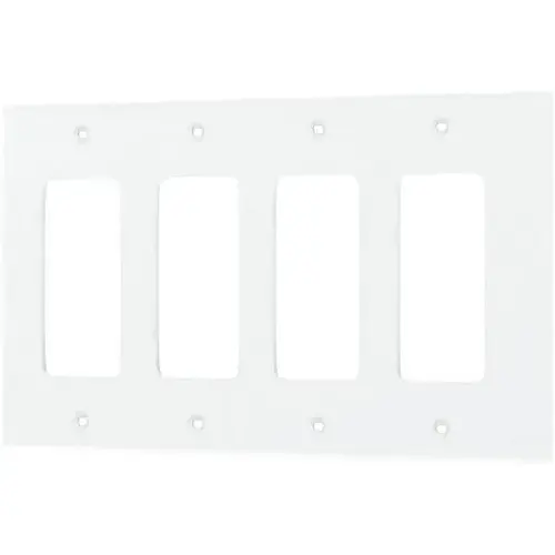 White 4-Gang Decorator/Rocker Wall Plate White 4-Gang Decorator/Rocker Wall Plate
