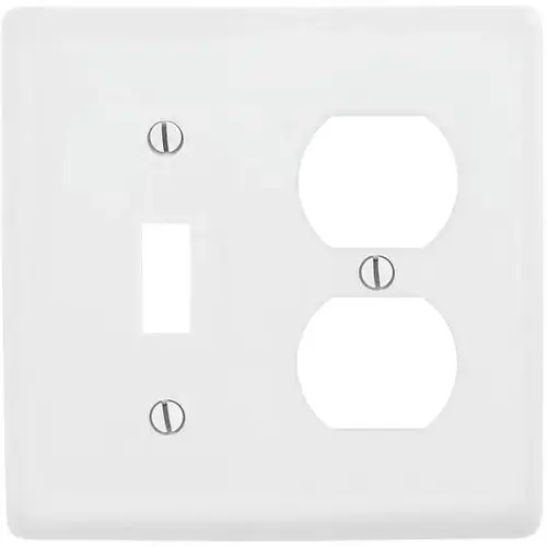 2-Gang White Toggle And Duplex Wall Plate 2-Gang White Toggle And Duplex Wall Plate