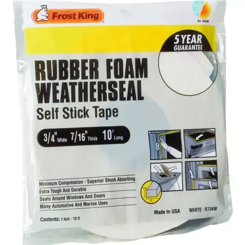 3/8"W X 7/16"H X 10 ftL Sponge Rubber Foam Tape White 3/8"W X 7/16"H X 10 ftL Sponge Rubber Foam Tape White