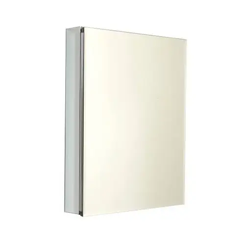 Zenna Home Aluminum Medicine Cabinet With Beveled Mirror, Frameless, 20" X 26" White