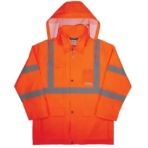 8366 2XL Orange Class 3 Lightweight Hi-Vis Rain Jacket 8366 2XL Orange Class 3 Lightweight Hi-Vis Rain Jacket
