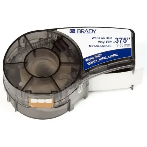 BMP 21 Plus Series B-595 All-Weather Viynl Label, 21 ft L x 0.375 in W, White on Blue BMP 21 Plus Series B-595 All-Weather Viynl Label, 21 ft L x 0.375 in W, White on Blue