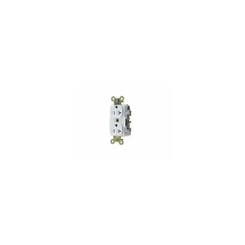 Duplex Receptacle, Industrial Grade, 2-Pole 3-Wire Grounding, 20A 125V, 5-20R - White Duplex Receptacle, Industrial Grade, 2-Pole 3-Wire Grounding, 20A 125V, 5-20R - White