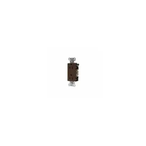 Duplex Receptacle, 2-Pole 3-Wire Grounding, 15A 125V 5-15R - Brown Duplex Receptacle, 2-Pole 3-Wire Grounding, 15A 125V 5-15R - Brown