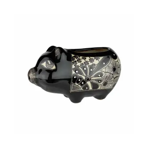 6" BLK Pig Planter