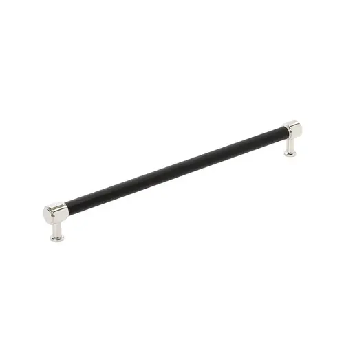 Fairlane Series Black Leather/Polished Nickel 18" (457 mm) Center to Center Appliance Pull
