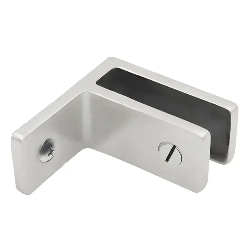 Glass Bracing Clamp Wall Mount Type 3/8" to 1/2" Glass Thickness Compatibility Brushed Stainless Steel Finish Glass Bracing Clamp Wall Mount Type 3/8" to 1/2" Glass Thickness Compatibility Brushed Stainless Steel Finish