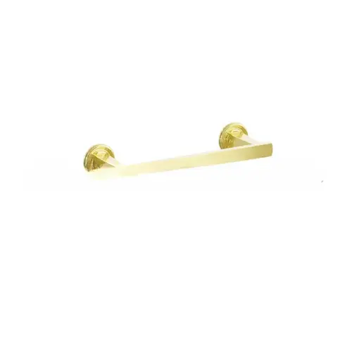 9" Transitional Flared Towel Bar with Small Regular Rose Unlacquered Brass Finish 9" Transitional Flared Towel Bar with Small Regular Rose Unlacquered Brass Finish