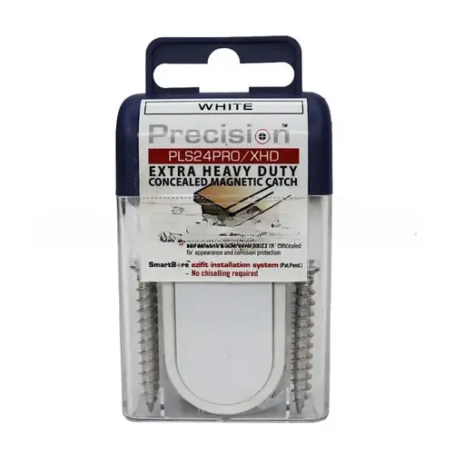 Heavy Duty Concealed Magnetic Catch with Adjustable Strength White Finish