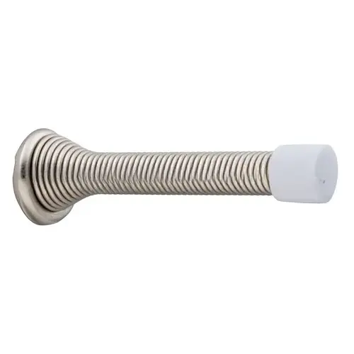 3-1/8" Heavy Duty Spring Door Stop Satin Nickel Finish 3-1/8" Heavy Duty Spring Door Stop Satin Nickel Finish