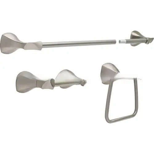 Sandover 3 Piece Bath Accessory Kit Satin Nickel Finish Sandover 3 Piece Bath Accessory Kit Satin Nickel Finish